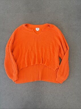 BDG Bright Orange Cropped Ribbed Knit Sweater